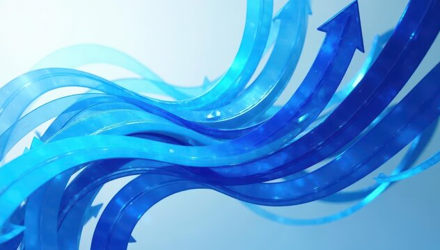 Abstract swirling blue arrows forming a dynamic, interconnected pattern , curve, elegant, wave
