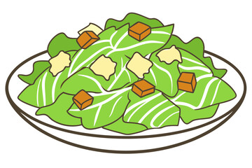 Caesar Salad Minimalist Food Vector Design