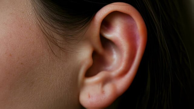 Closeup ear examination and finger interaction movement sequence