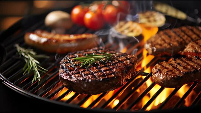 National BBQ Month graphic featuring a hot grill