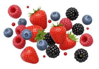 Isolated Assortment of Fresh Berries Bursting with Fruity Flavors