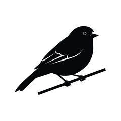 Obraz premium Black silhouette of a small bird perched on a branch simple bird vector illustration nature icon