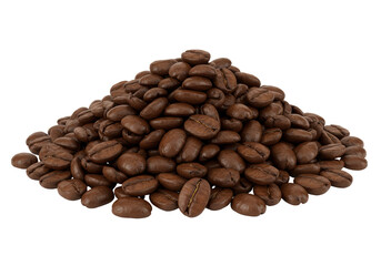 Isolated Pile of Rich Dark Roasted Coffee Beans for Aromatic Brewing