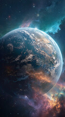 Obraz premium Exploring Earth and Beyond: A Photorealistic Journey through the Cosmos, Galaxy, and Universe