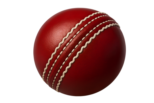 Red Leather Cricket Ball High-Quality Image for Sports and Recreation