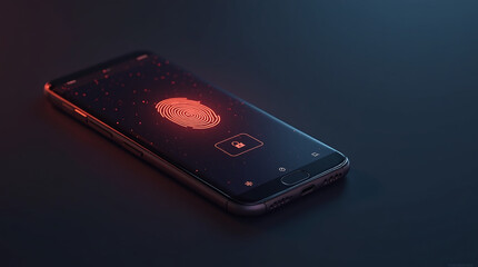 holographic fingerprint scanner in action, scanning light beam over fingertip, personal data security, glowing digital effect