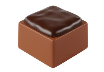 Isolated Small Square Chocolate Praline Candy Piece