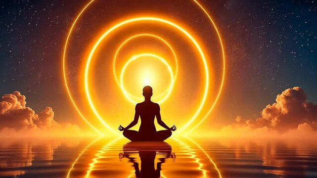 Soul Relaxation, mental peace, calming therapy. Mindful meditation. Sunsets inspire deep contemplation. Silence enhances self-awareness. Serenity connects spiritual depth.