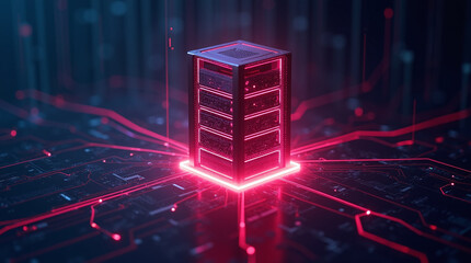 neon digital firewall visualized as forcefield around server tower, data streams repelled by shield, cyber security metaphor