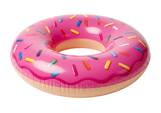 Pink Sprinkle Delight A Giant Inflatable Donut for Summer Fun isolated on transparent baackground