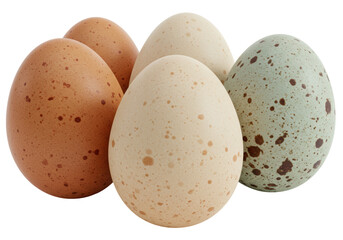Isolated Assortment of Naturally Speckled Chicken Eggs