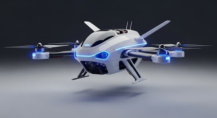 White Drone with Blue Lights