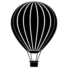 Fototapeta premium Vector Illustration of Hot Air Balloon in Black and White Silhouette with Vertical Stripe Design Perfect for Travel Icons, Adventure Concepts, Air Transport Themes, and Outdoor Freedom Inspirations