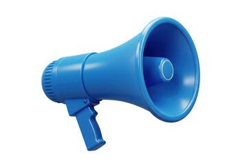 Isolated Blue Megaphone with Handle and Sound Waves