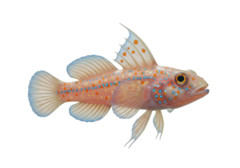 Isolated Colorful Fish with Blue Spots and Spiky Fins