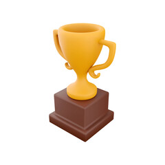 A golden trophy on a brown pedestal, symbolizing achievement and victory.