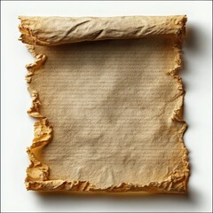 realistic illustration of a piece of parchment paper, slightly aged with a rough texture and yellowed edges