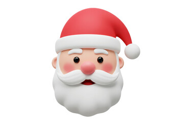 Isolated Santa Claus Head with Hat and White Beard