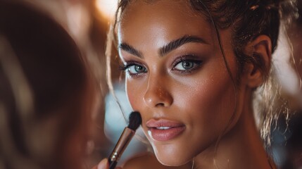 makeup artist applying editorial look for fashion magazine shoot