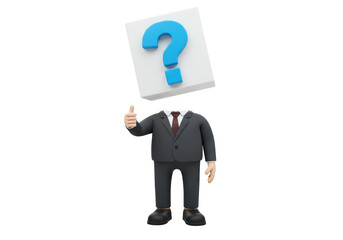 Isolated Question Mark Head on Business Suit Figure