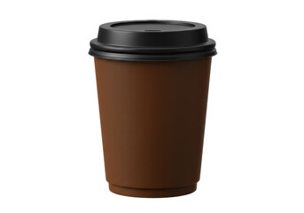 Isolated Brown Coffee Cup with Black Lid Takeaway