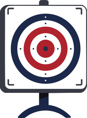 Archery target board with red and blue rings on stand vector illustration for sports accuracy and aim practice