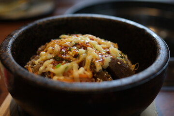 Stone pot bibimbap Bibimbap rice stone bowl,stone-roasted bibimbap