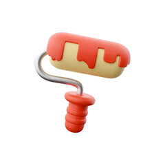 A colorful paint roller with red paint dripping, symbolizing creativity and home improvement.