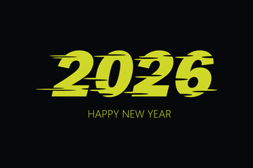 2026 Happy New Year Typography with Glitch Style Effect. Bold “2026 Happy New Year” text design with modern glitch effect. Perfect for digital greetings, banners, and New Year party promotions.