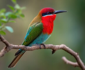 Fototapeta premium Red-throated Bee-eater, Merops bulocki, in the wild
