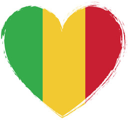 Fototapeta premium brush painted heart shape banner with Mali flag