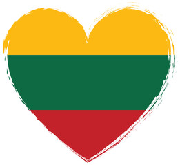 brush painted heart shape banner with Lithuania flag