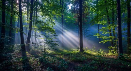 Naklejka premium morning in the forest