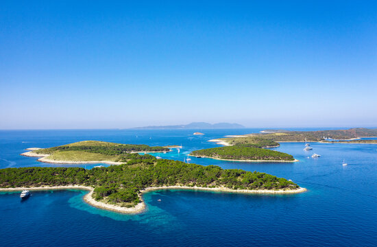Aerial view of Paklinski Islands in Hvar, Croatia
