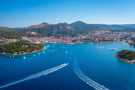 Aerial view of Paklinski Islands in Hvar, Croatia