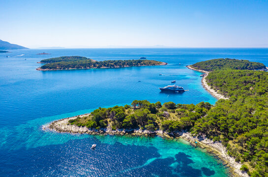 Aerial view of Paklinski Islands in Hvar, Croatia