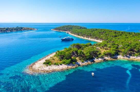 Aerial view of Paklinski Islands in Hvar, Croatia