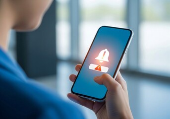 smartphone displaying an urgent notification icon, symbolizing critical digital alerts, security warnings, system errors, or essential communication requiring immediate attention.