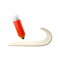A red pencil poised above a curved white surface, symbolizing creativity and writing.