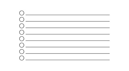A minimalist hand drawn checklist is seen with seven blank lines and circles on the left for marking progress. The style is simple, clean, and ideal for organization