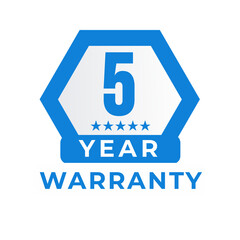 5 year warranty png sky colour, premium icon tag, editable badge file