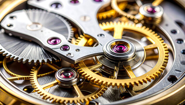 Mechanical Watch Gears Close-up in Motion