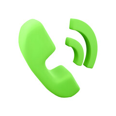 A green telephone icon with sound waves, symbolizing communication and connectivity.