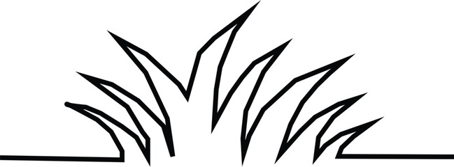 Abstract meadow line with grass. Continuous one line drawing. Vector illustration, Reed one continuous line illustration. Hand drawn doodle drawing of pond on white background,