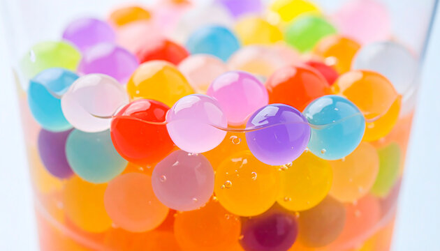 Colorful Bubble Tea Close-up - Slow Motion Boba Pearls in Cup