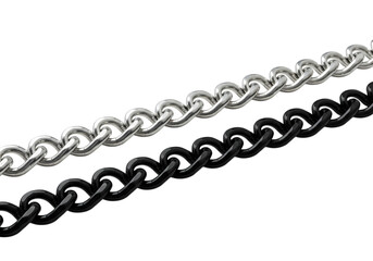 Obraz premium Two Metal Chains Black and Silver isolated on transparent background