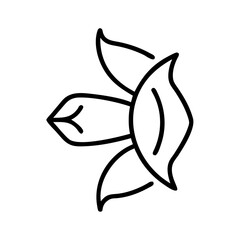 Simple line art illustration of a flower with leaves  