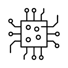 Circuit board graphic in minimalist line art style on white background  