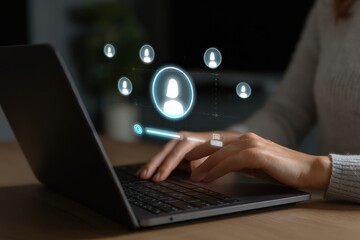 The human resource manager is scanning various CVs and resumes on a digital screen to identify the perfect candidate, illustrating the HR concept