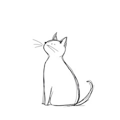 Elegant Line Art Cat: Minimalist Pet Illustration,  Sketch, Vector Graphic,  Simple Design